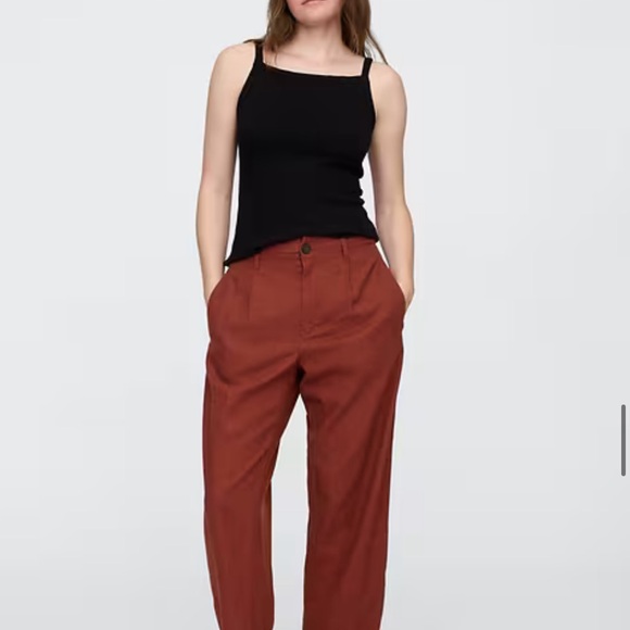 GAP Mid Rise Linen-Blend Barrel Pants - L Petite - Picture 2 of 3